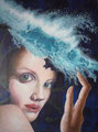 Woman Wearing Waves          acrylic on canvas 13x9.5 inch,   33.3x24.2 cm 2014