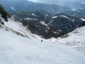 bescheidene Schneemengen in der breiten Rinne östlich des Hohen Steins
