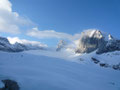 die Schneebergwand mit Wolkenfetzen