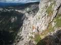 Blick zum Stand vor der letzten Seillänge