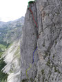 die Seillängen 6 - 9 des Kasparekpfeilers, Bild aufgenommen vom Hauseggerpfeiler, Sommer 2011