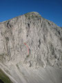 Wandfoto mit gekletterter Route