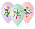 balon Happy Birthday pastele z helem