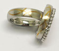 Palladium-Ringe mit Einlage aus Gelbgold