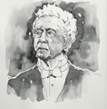 Pianist Portrait Arthur Rubinstein in Perfekter Tuschezeichnung von Cecily Park 