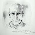 Philosoph Portrait Michel Foucault in Perfekter Tuschezeichnung von Cecily Park  