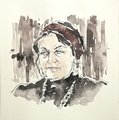 Schriftstellerin Portrait Luise Rinser in Perfekter Tuschezeichnung von Cecily Park  