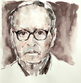 Ennio Morricone in Perfekter Tuschezeichnung von Cecily Park 