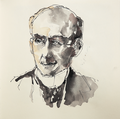 Philosoph Portrait Henri Bergson in Perfekter Tuschezeichnung von Cecily Park 