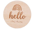 Carte en bois repère de naissance 'Hello I'm here'