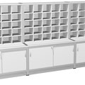 SR26 Sortierregal mit Unterschrank, BTH 4800x800x2100 mm (andere Maße möglich!), Fachböden in der Höhe verstellbar, Sortieraufbau mit Aluminium-Rahmen