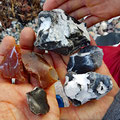 Coloured stones on the beach