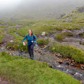 Crossing creeks and walking up into the fog