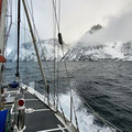 Heading against the wind down into the Lyngenfjord.