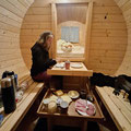 Early breakfast in the barrel-house.