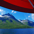 Sailing towards Engenes, a small island with the highest island-montain in Scandinavia.