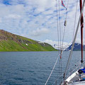 Heading slowly up the fjords, because there are no charts of the water depths