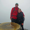 On top of Snowdon (highest peak of Wales); strong winds, rain and fog