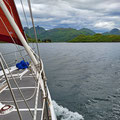 ...and sailed north, looking for a protected anchorage, because stormy days lay ahead.