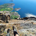 View down the steep cliff.