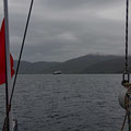 As soon as we approched the narrows, the big ferry came up behind us and we had to get out uf her way