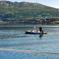 Back in the harbour, the harbour master checked to mourings with a special pontoon (glass bottom), because the big fishfarm ship moved the whole pier...