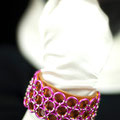 Pink/Silver/Orange 3-row J-Lace on Leather Cuff