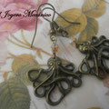 PA016 Pendientes pulpo y cuenta swarovski 