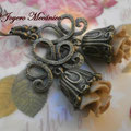 PF025 filigrana bronce y rosa resina marrón, 5,5cm