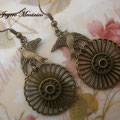 PA013 Pendientes pájaro y cuenta redonda, 6cm (gargantilla a juego disponible)
