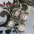 PC041 Cuentas lampwork blanco y rosa 
