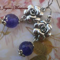 PF023 rosas y cristal morado, 5cm, 
