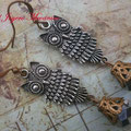PA011 Pendientes búho y cuenta cristal checo
