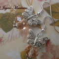 PA015 Pendientes mariposa y cuenta cristal rosa