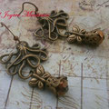 PA012 Pendientes pulpo, mariposa y cuenta cristal checo