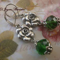 PF021 rosas y cristal verde, 5cm, 