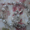 PUL001 Pulsera de cristal facetado con cierre de 2 piezas y pendientes a juego. A medida. 