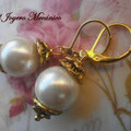 PP008 Pendientes perlas y dorado, 4cm, 2,00 euros 