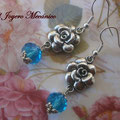 PF022 rosas y cristal azul, 5cm, 
