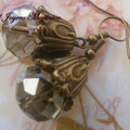 PC103 bronce y cuenta facetada gris-marrón grande, 4cm