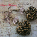 PC055 Corazón filigrana y cuenta rosa