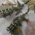 PA014 Pendientes pájaro y jaula