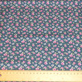 Stoff Blau 21 - Blumen Pink/Hellblau