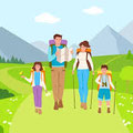 représentation d'une famille en randonnée