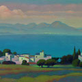 LAUTRAKI HARBOUR. GREECE 2008 (pasteboard,oil on canvas) 36x70