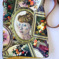 Zelfgemaakte tas met handbeschilderd portret van textielverf