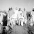 Mahatma Gandhi on his peace march in Noakhali (West Bengal), c. November 1946; front left: Pyarelal Nayer, centre right: Abha Gandhi.