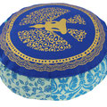 Meditationskissen Yogakissen rund Hoehe 10 cm mehrfarbig Unikat Golddruck "Blue" 4