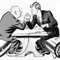 Caricature de Leslie Gilbert : Kennedy - Khrouchtchev (Daily Mail - 29 octobre 1962)