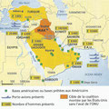 La puissance d'intervention des Etats-Unis au Moyen-Orient en 2003.